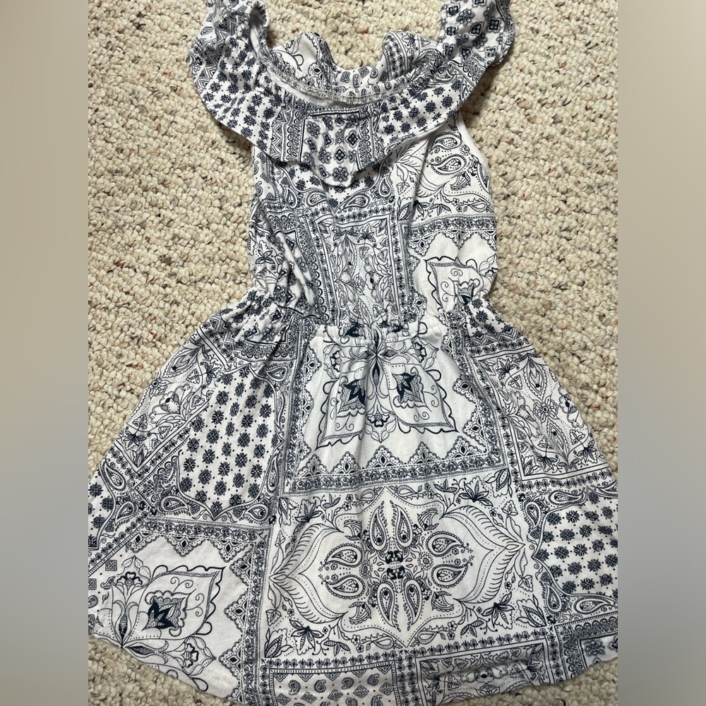Girls Black and White Cotton Dress